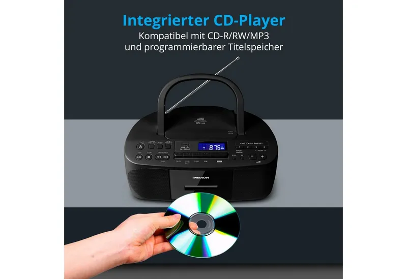 Medion Medion Radio (MW / UKW mit RDS, AM- / FM- Tuner, 3 W), Schwarz, – Produktbild 4 von 6