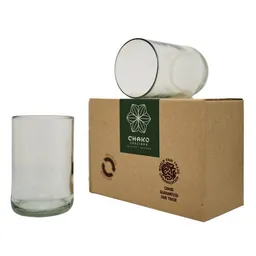 Chako Zanzibar Upcycling Trinkgläser - 2er Set Grün & Klar - Weinflasche - Chako Zanzibar – Produktbild 1 von 1