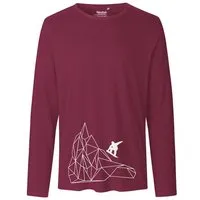 HANDGEDRUCKT HANDGEDRUCKT "Origamipiste" Männer Longsleeve, Bordeaux, – Produktbild 2 von 2