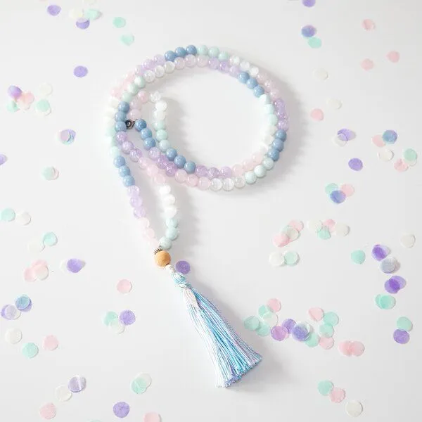 Divasya Divasya Mala-Kette "Schutzengel" aus Angelit, Amethyst, Rosenquarz & Selenit – Produktbild 1 von 4