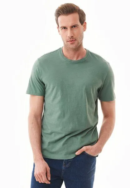 ORGANICATION ORGANICATION Basic T-Shirt aus Bio-Baumwolle, Grün(green tea), – Produktbild 1 von 4