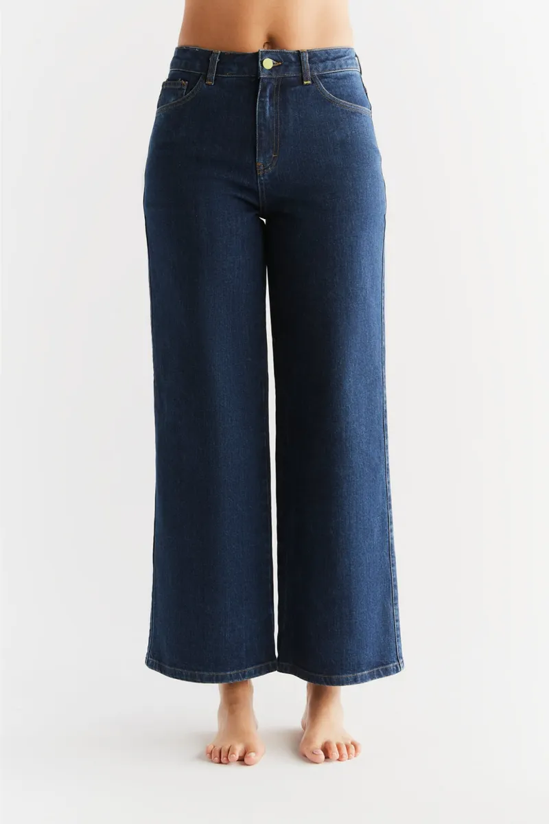 Evermind Evermind Damen vegan Jeans Weites Bein Lapis Blau, Dunkelblau, – Produktbild 2 von 2