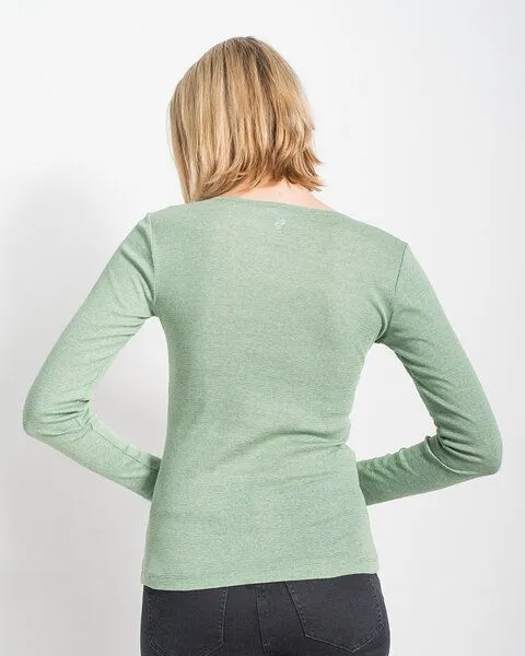 Alma & Lovis Alma & Lovis Ringel-Jerseyshirt aus Bio-Baumwolle | Melange Shirt, Hellgrün, – Produktbild 4 von 4