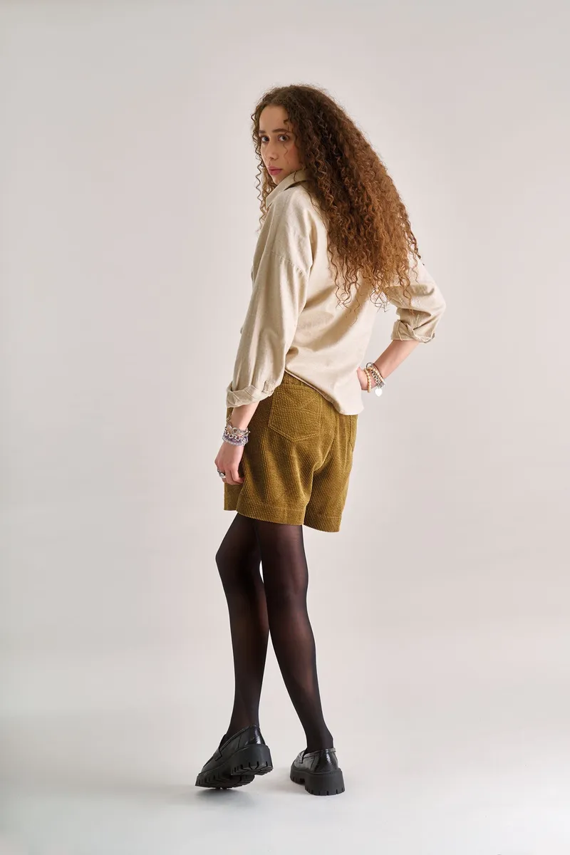 KOMODO KOMODO Damen vegan Kurze Hose Cord Lima Olive, Olivgrün, – Produktbild 1 von 2
