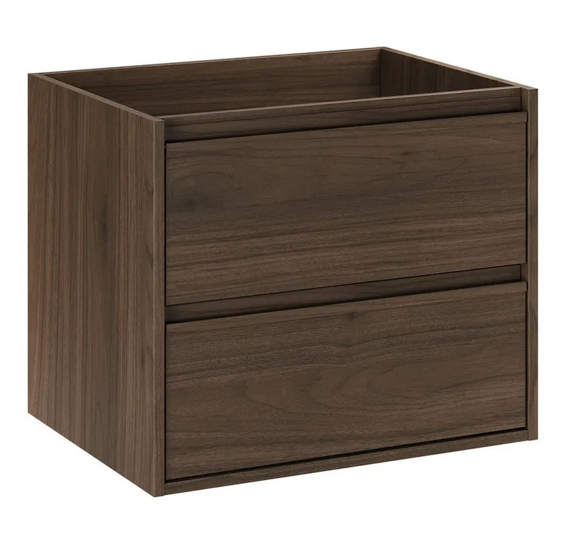 Lomadox Waschbeckenschrank VERZUOLO-56-WALNUT 60 cm breit in Walnuss, wandhängend, grifflos, Braun, – Produktbild 5 von 5