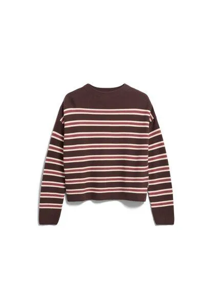 ARMEDANGELS ARMEDANGELS MERINAA STRIPED Damen Strickpullover aus100% Bio-Baumwolle, Claystone-velvet ember, – Produktbild 1 von 5