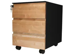 Memo Rollcontainer "CONTACT" 3 SL, soft close, Birke geölt, B42xT53,3xH55 cm, schwarz – Produktbild 1 von 1