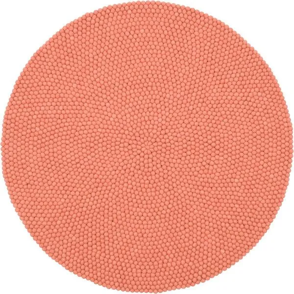 myfelt myfelt Filzkugelteppich rund, 100% Schurwolle, Lachsfarben (lea), – Produktbild 1 von 4