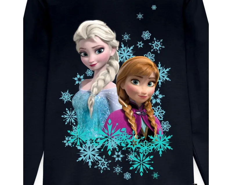 Spreadshirt T-Shirt Frozen Anna & Elsa Kinder Premium Langarmshirt (1-tlg) Normaler Schnitt für optimale Passform, Blau, – Produktbild 2 von 5
