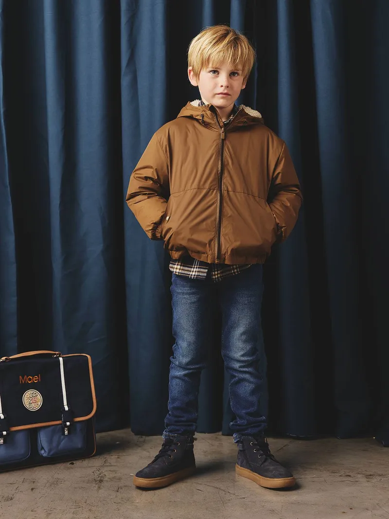 Vertbaudet Übergangsjacke mit Teddyfleecefutter Jungen, Karamell, – Produktbild 4 von 4