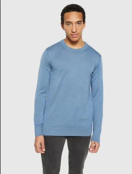 KnowledgeCotton Apparel KnowledgeCotton Apparel Regular merino knit crew neck - aus Merino-Wolle, Blau (moonlight blue), – Produktbild 2 von 3