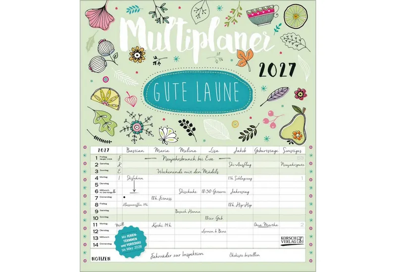 Korsch Verlag Wandkalender Multiplaner - Gute Laune 2027 – Produktbild 1 von 2