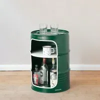 Lockengelöt Lockengelöt Minibar aus einem kleinen Ölfass, Moosgrün (gepulvert), – Produktbild 2 von 3