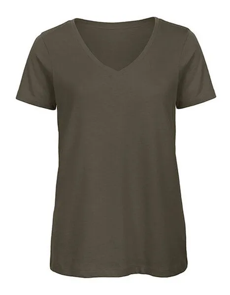 B&C Collection B&C Collection Inspire V-Ausschnitt T-Shirt Damen 140 gr /m² bis Größe 2XL, Khaki, – Produktbild 2 von 3
