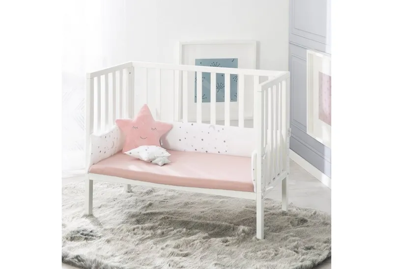 roba roba Spannbettlaken Lil Planet, 100% Baumwolle, Spannbettlaken für Wiegenmatratzen, Rosa, – Produktbild 2 von 5