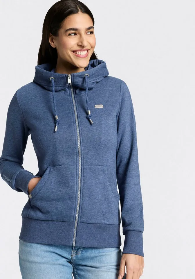 ragwear ragwear Kapuzensweatjacke NESKIA ZIP A O mit Kordelzug und Logo am Ärmel, Blau, – Produktbild 1 von 4