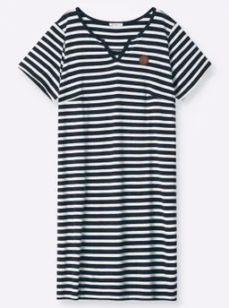 sheego Jerseykleid tiefblau-weiß-geringelt – Produktbild 1 von 1