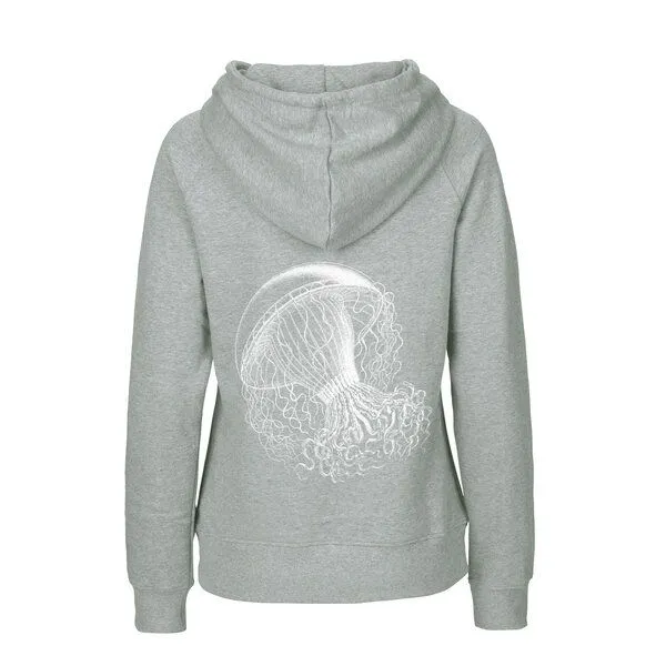 HANDGEDRUCKT HANDGEDRUCKT "Medusa" Frauen HOODY aus reiner Biobaumwolle (kbA), Grey, – Produktbild 1 von 3
