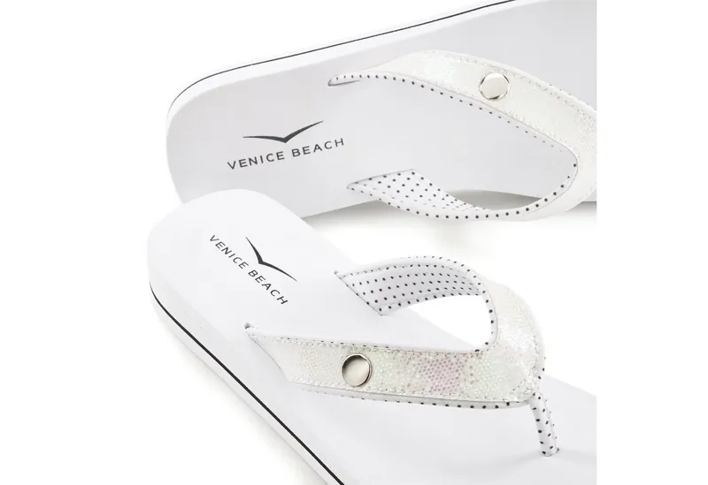 VENICE BEACH VENICE BEACH Sandale, Badeschuh, Badelatsche, Flip Flop, Badeschlappe, Pantolette Badezehentrenner Zehentrenner mit wasserabweisender und leichter Sohle VEGAN, Weiß, – Produktbild 5 von 5