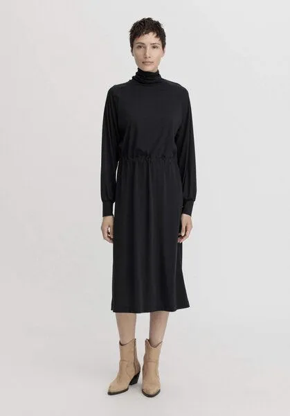hessnatur hessnatur Jersey Kleid Midi Relaxed aus TENCEL Lyocell mit Bio-Baumwolle, Schwarz, – Produktbild 1 von 4