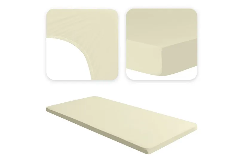 Jacobson Spannbettlaken BIO, Jersey Spannbetttuch, Bettlaken 160 g/m², 100% BIO-Baumwolle, Gummizug: rundum, Beige, – Produktbild 3 von 8