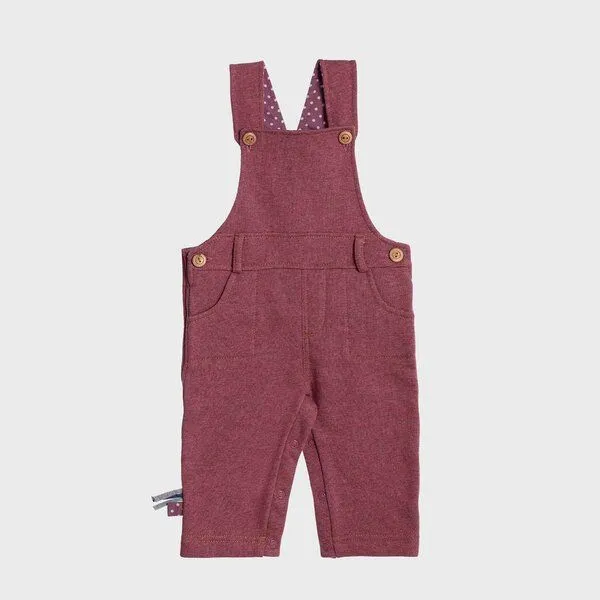 OrganicEra Baby-Latzhose Unisex 'OrganicEra' aus Bio-Baumwolle, Bordeaux melange (rot), – Produktbild 3 von 3