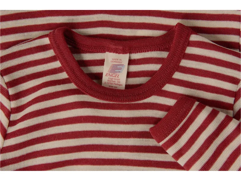 Engel natur Engel Natur Kinder Unterhemd Langarm Bio-Merinowolle rot-geringelt Gr.104, Rot, – Produktbild 2 von 2