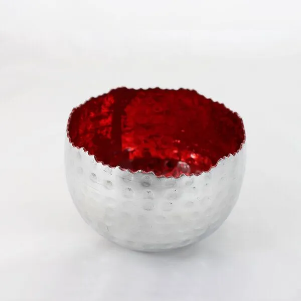 Mitienda Shop Mitienda Shop Teelichthalter Silvery, Silber/rot, – Produktbild 2 von 3