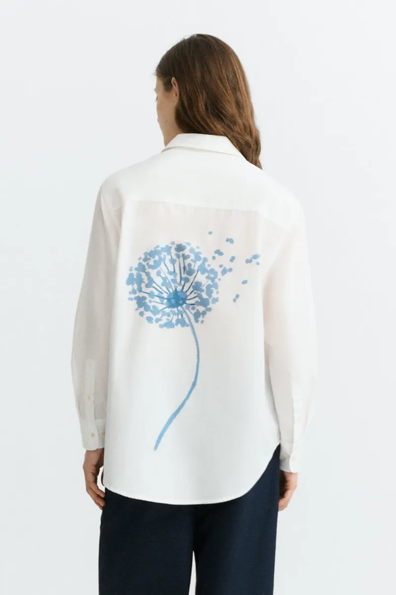thinking mu Thinking MU Damen vegan Oversize Bluse Dandelion Odie In Weiß, Weiß, – Produktbild 2 von 2