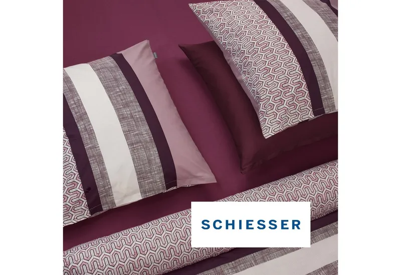 Schiesser Schiesser Bettwäsche Siena aus weicher Baumwolle mit aufwendigem Muster, Renforcé, 2 teilig, OEKO-TEX® MADE IN GREEN, Rot, – Produktbild 4 von 5