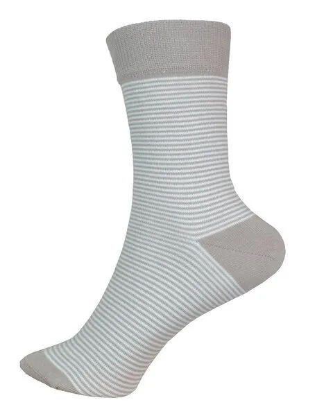 grödo Grödo Damen Socken feingeringelt Bio Baumwolle Elasthan, Taupe-weiß, – Produktbild 1 von 2
