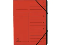 Exacompta 10 Exacompta Ordnungsmappen aus Colorspan, 355 g/m², DIN A4, Gummizug, 7 Fächer, rot – Produktbild 1 von 1