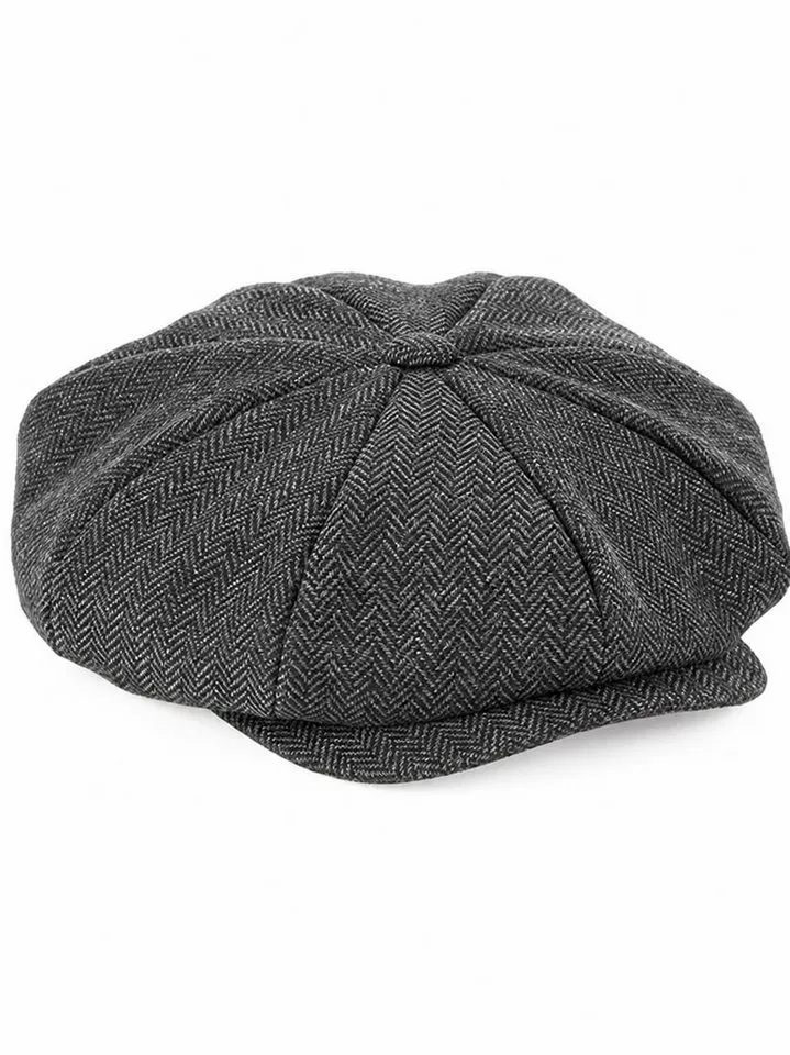 Beechfield Beechfield Baseball Cap Heritage Baker Boy Cap - Unisex-Styling, Charcoal herringbone, – Produktbild 2 von 3