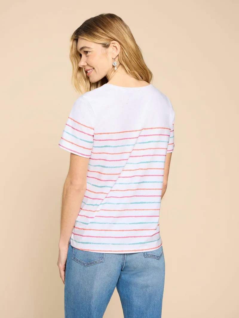 White Stuff Abbie Gestreiftes T-Shirt - 46, Elfenbein multi, – Produktbild 4 von 4