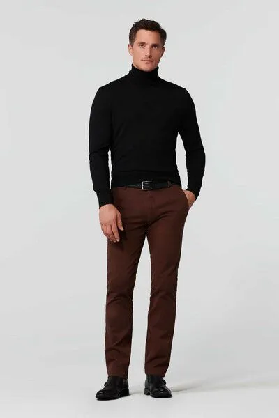 Meyer MEYER Micro Print Baumwoll Twill Chino, Rot (kupfer), – Produktbild 2 von 4