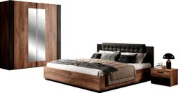 Home affaire Schlafzimmer-Set Sigma, Set 4 -St(Kleiderschrank, 2xNako, Bett 180), Made in Europe, Komplettschlafzimmer, viel Stauraum, trendige Farben – Produktbild 1 von 1