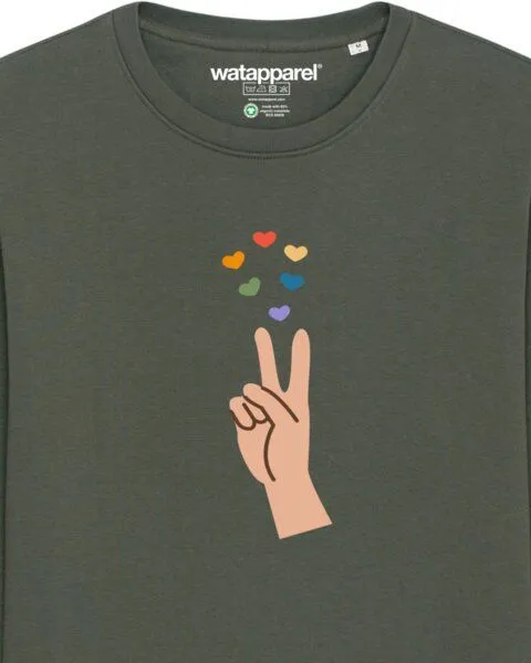 watapparel watapparel Sweatshirt Unisex Spread love, Khaki, – Produktbild 3 von 4