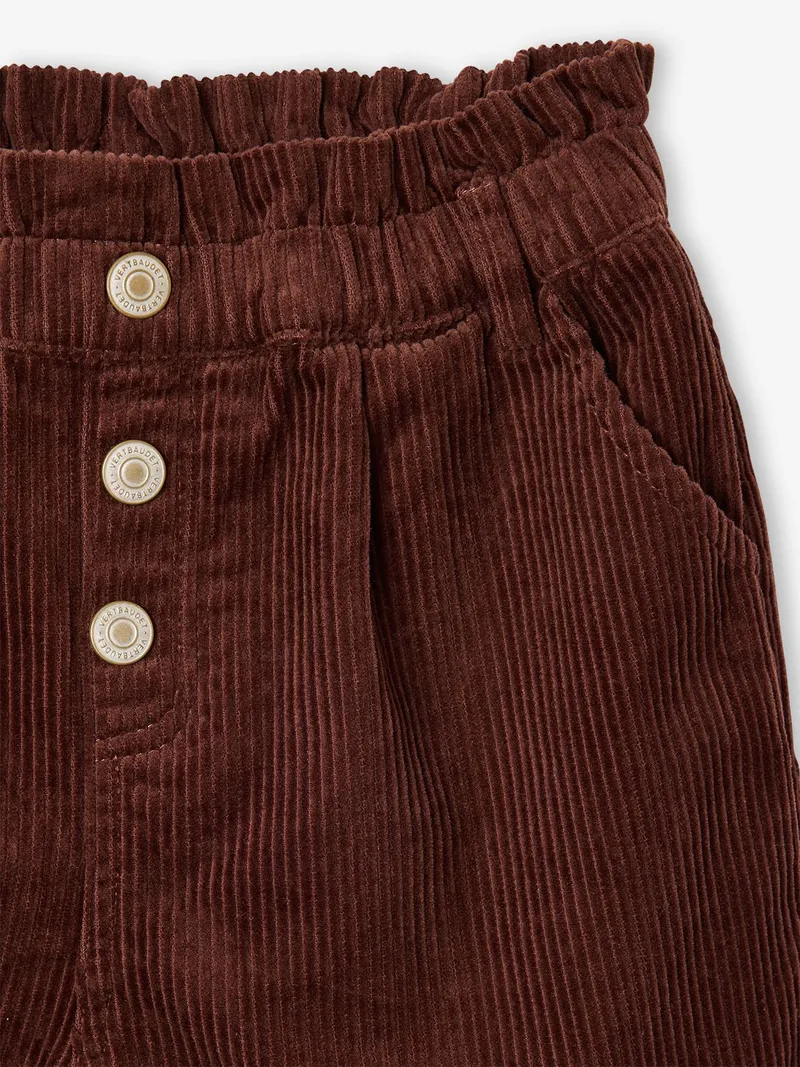 Vertbaudet Mädchen Paperbag-Shorts aus Cord schokolade, Schokolade, – Produktbild 3 von 4