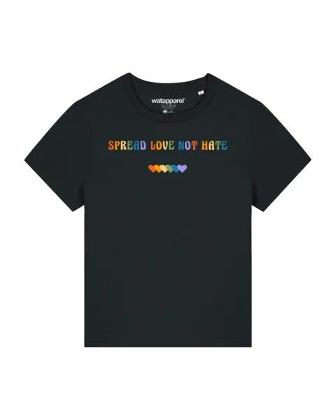 watapparel watapparel T-Shirt Frauen Spread Love not Hate, Black, – Produktbild 1 von 3