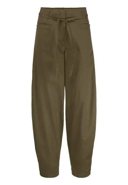 hessnatur hessnatur Gewebe Hose Barrel Leg aus Bio-Baumwolle mit Elasthan, Goldoliv, – Produktbild 4 von 5