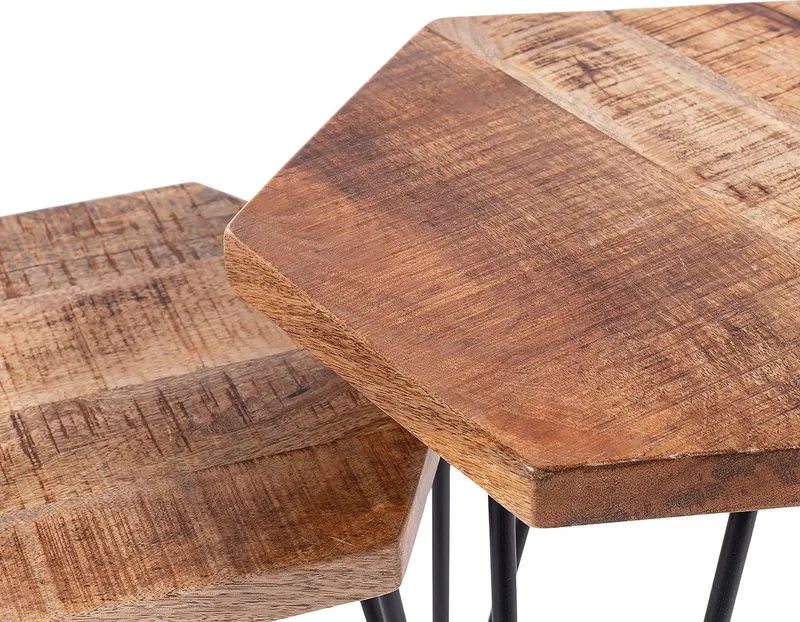 byLIVING Beistelltisch Elea, aus Massivholz, bestehend aus 2 Tischen, Braun, – Produktbild 5 von 5