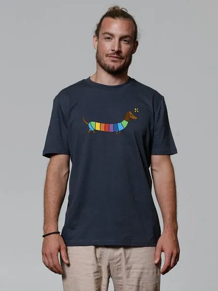 watapparel watapparel T-Shirt Unisex Regenbogen Dackel, India ink grey, – Produktbild 2 von 2