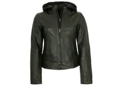 Jilani Lederjacke Ashley Jilani Collection - Damen Lederjacke Lammnappa Kapuze olive – Produktbild 1 von 1