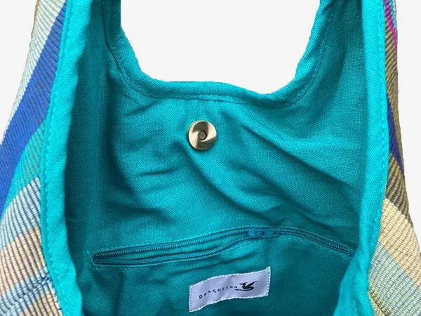Dragolina Dragolina Ballontasche Nomad aus Webstoff der Pwo Karen, Tropical green (türkis), – Produktbild 2 von 3