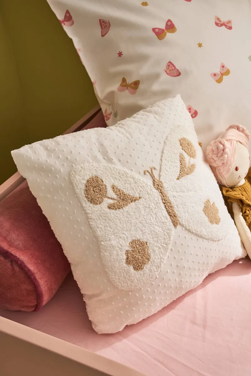 Vertbaudet Deko-Kissen SCHMETTERLING Kinderzimmer vanille, Vanille, – Produktbild 2 von 4