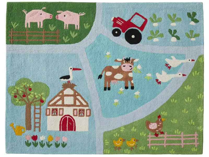 HANS NATUR HANS NATUR Kinderteppich Bio-Baumwolle "Bauernhof" Maße 100 x 130 cm – Produktbild 1 von 2