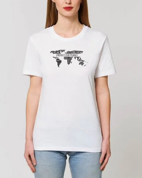 Human Family Human Family Bio Unisex Rundhals T-Shirt "Protect our Planet", Weiss, – Produktbild 1 von 2