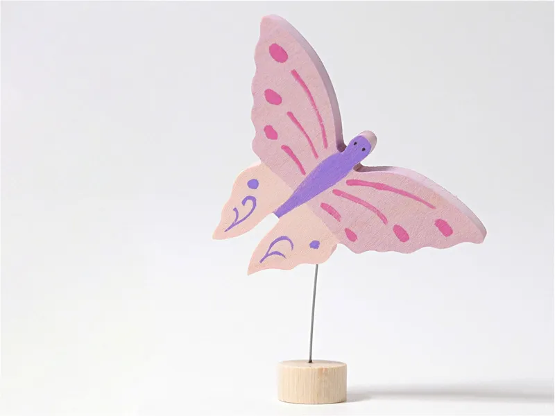 Grimms Grimms Rosa Schmetterling Steckfigur aus Lindenholz, bunt lasiert Höhe 9,5 cm, Rosa, mehrfarbig, – Produktbild 2 von 2