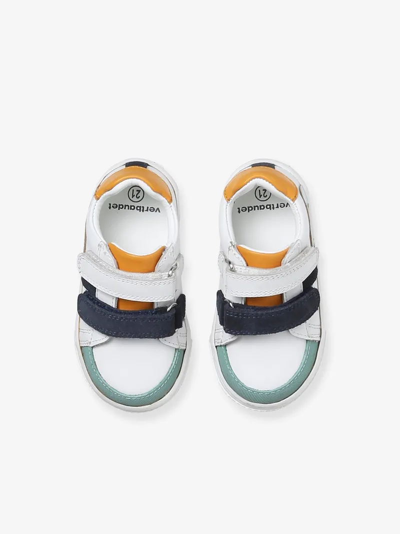 Vertbaudet Baby Klett-Sneakers, Weiß/marine/gelb, – Produktbild 4 von 4
