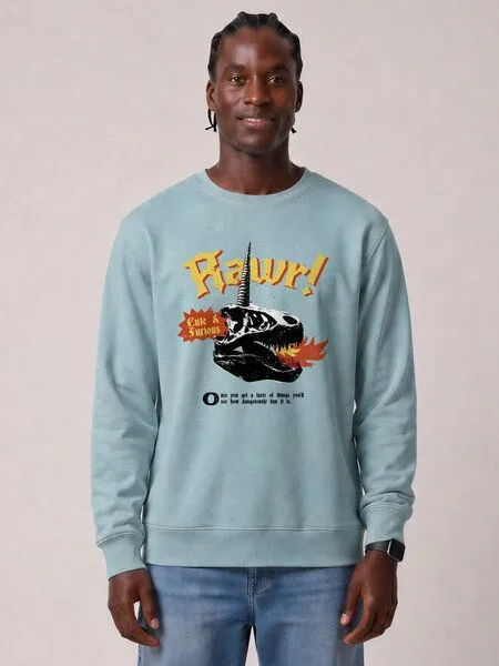 watapparel watapparel Sweatshirt Unisex Rawr, Pebble blue, – Produktbild 2 von 2